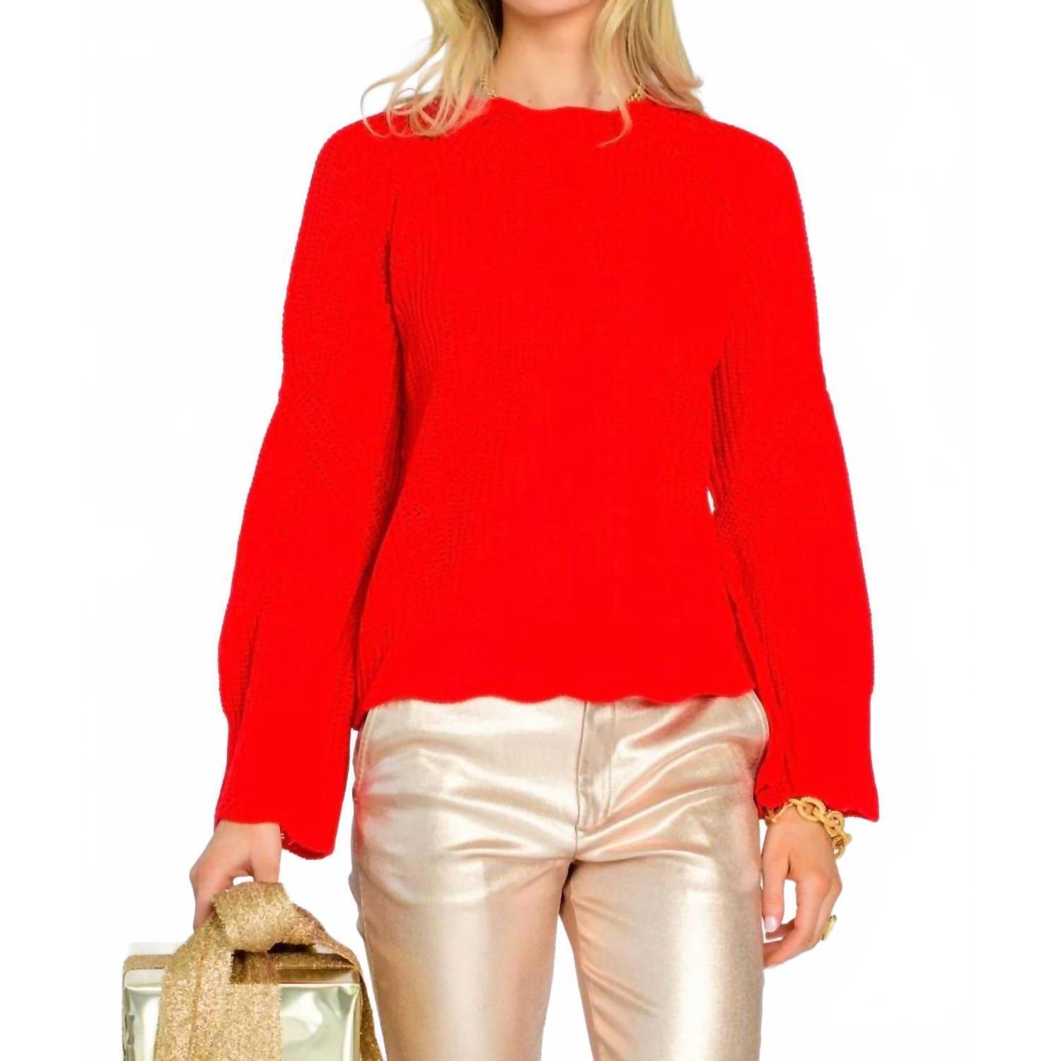 New Elizabeth James The Label Parker Long Sleeve Sweater In Red